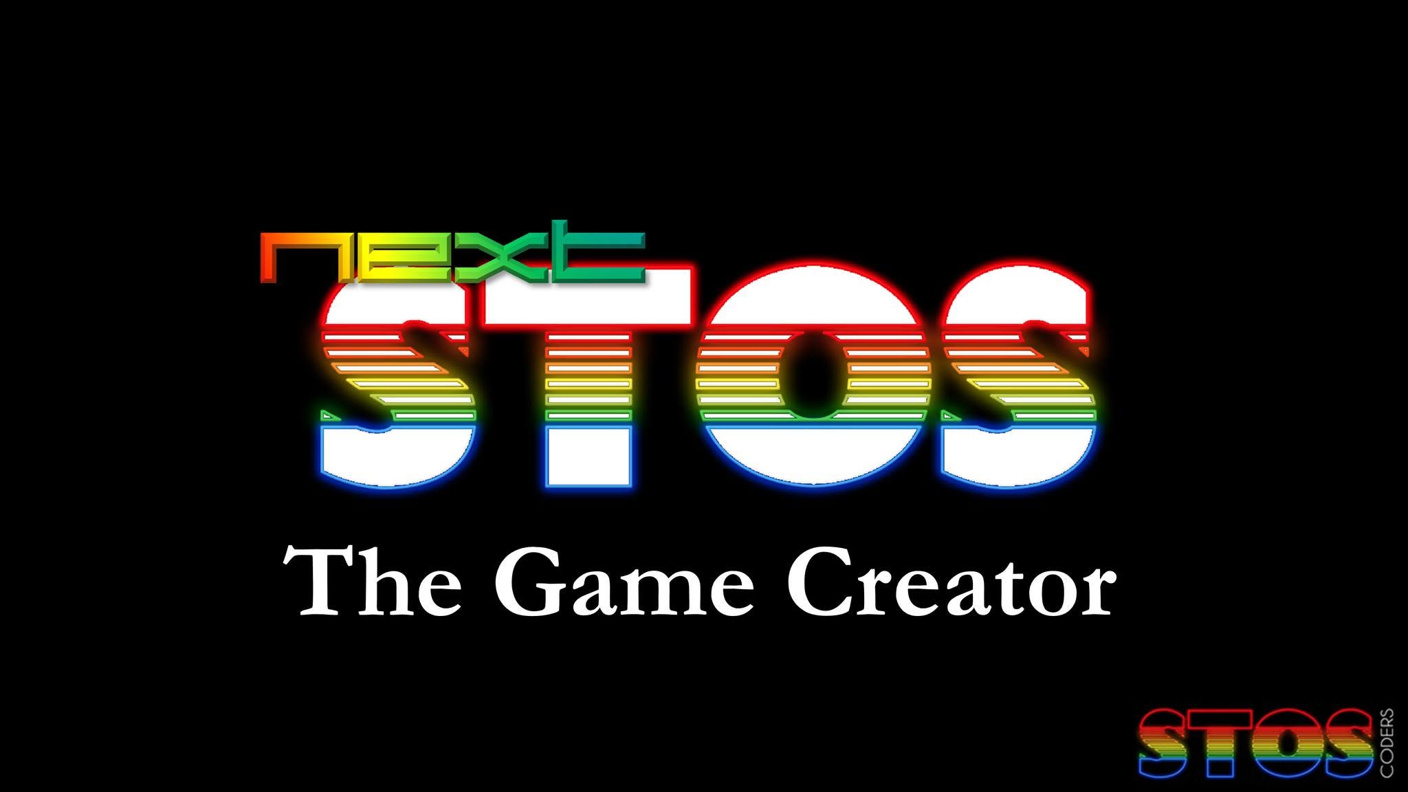 NextSTOS The Game Creator logo on a black background